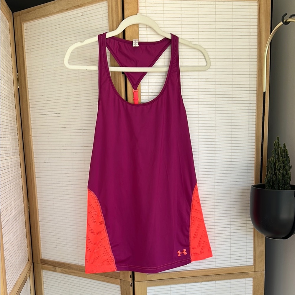 Under Armour Purple Racerback Tank Top Heat Gear Size M